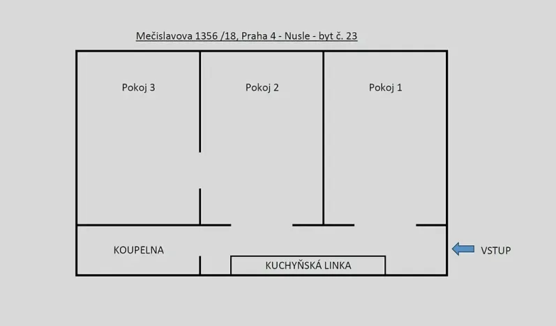 Pronájem bytu 3+kk, Praha - Nusle, Mečislavova, 60 m2
