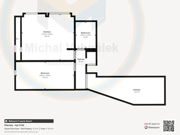 Pronájem bytu 2+kk, Klecany, Nám. Třebízského, 52 m2