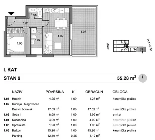 Prodej bytu 2+kk, Povljana, Chorvatsko, 50 m2