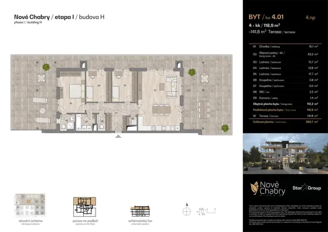 Prodej bytu 4+kk, Praha - Dolní Chabry, Bolebořská, 118 m2