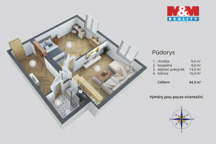 Pronájem bytu 1+1, Ústí nad Labem, Moskevská, 45 m2