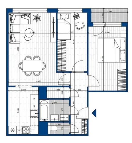 Prodej bytu 3+kk, Praha - Kamýk, Machuldova, 62 m2