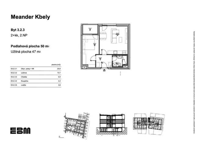 Prodej bytu 2+kk, Praha - Kbely, K Vinoři, 50 m2