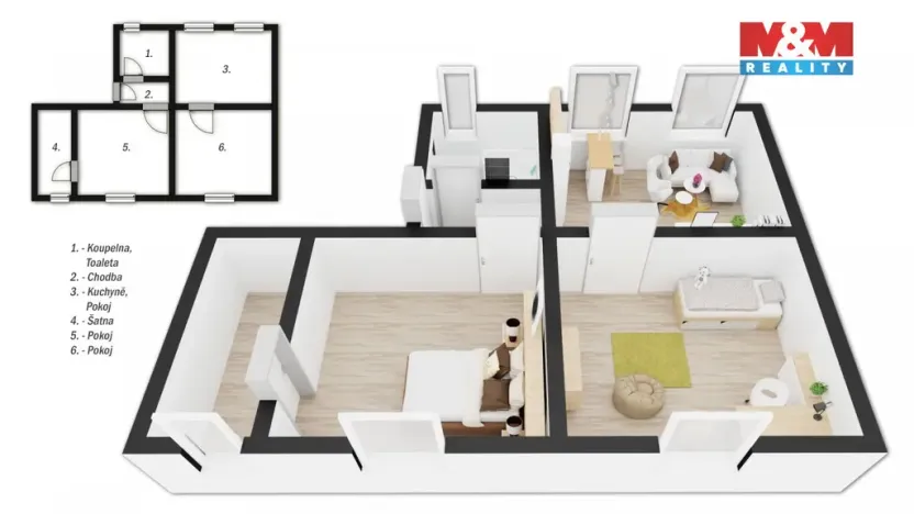 Pronájem bytu 3+1, Kadaň, Obránců míru, 70 m2