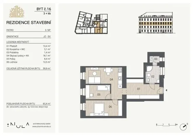 Pronájem bytu 3+kk, Brno, Stavební, 66 m2