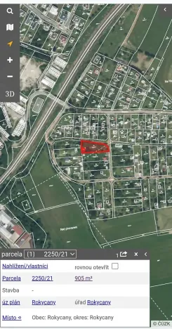 Prodej pozemku pro bydlení, Rokycany, 905 m2