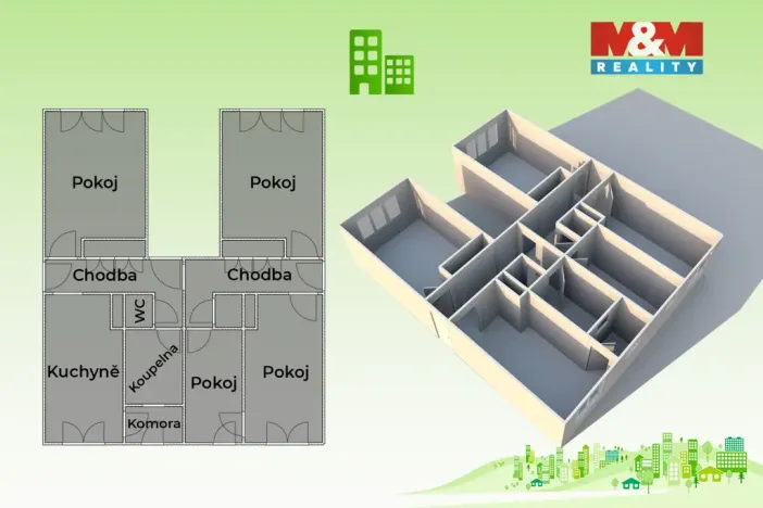 Prodej bytu 4+1, Střelná, 82 m2