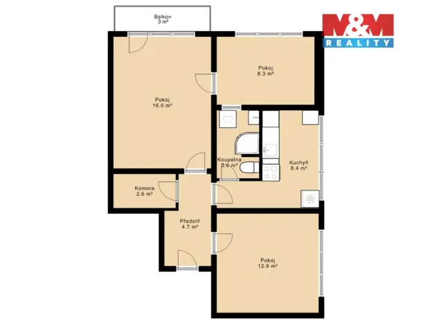 Prodej bytu 3+1, České Budějovice, Čéčova, 58 m2