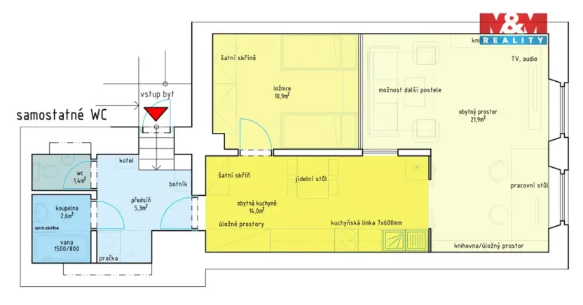 Pronájem bytu 2+1, Litomyšl - Litomyšl-Město, Smetanovo náměstí, 56 m2