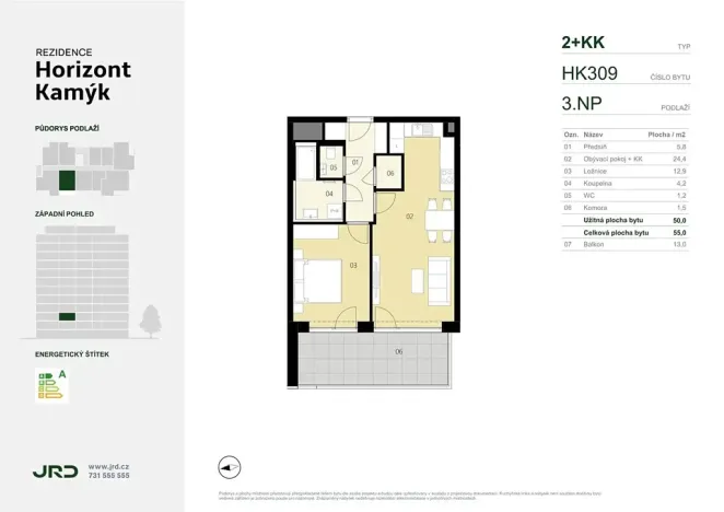 Prodej bytu 2+kk, Praha - Kamýk, Smotlachova, 50 m2