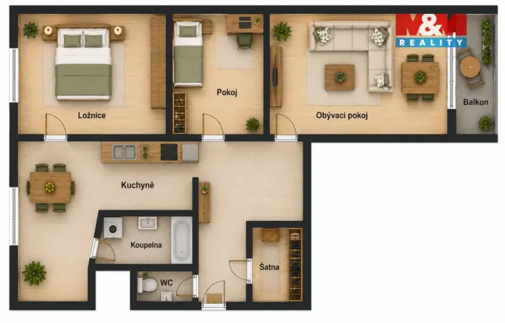 Prodej bytu 3+1, Rychnov nad Kněžnou, Na Trávníku, 65 m2