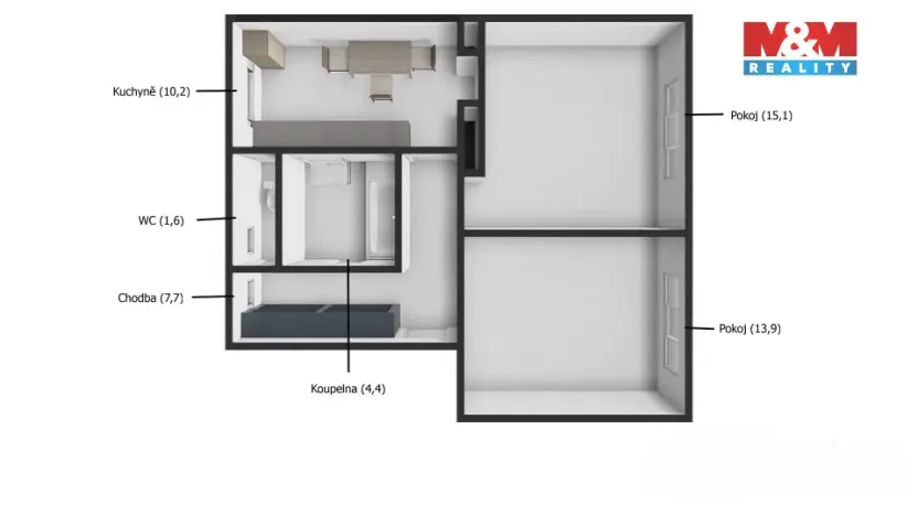 Prodej bytu 2+1, Domažlice - Týnské Předměstí, Mánesova, 52 m2