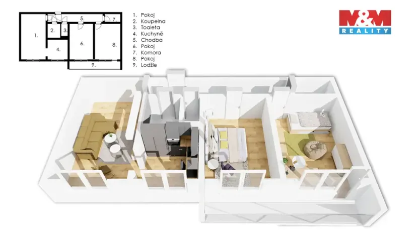 Prodej bytu 3+1, Praha - Kobylisy, Košťálkova, 66 m2