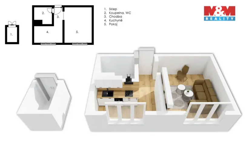 Pronájem bytu 1+1, Svoboda nad Úpou, Rýchorské sídliště, 32 m2