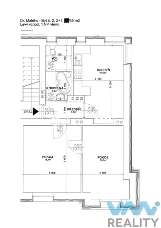 Pronájem bytu 2+1, Ostrava, Dr. Malého, 55 m2