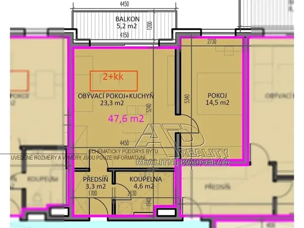 Pronájem bytu 2+kk, České Budějovice, Na Zlaté stoce, 46 m2