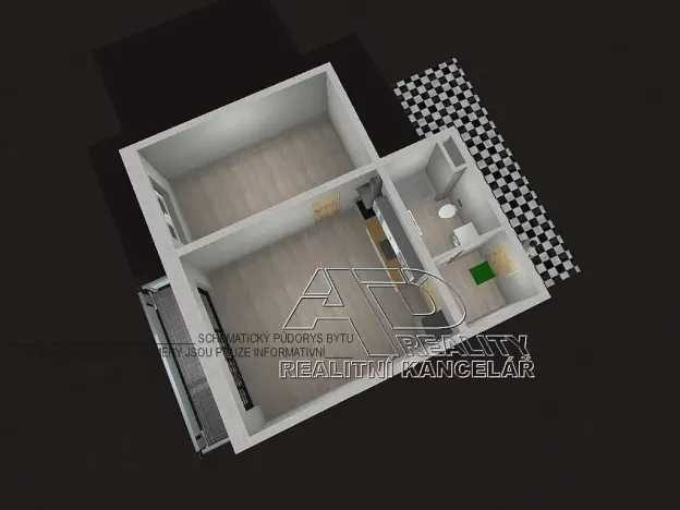 Pronájem bytu 2+kk, České Budějovice, Na Zlaté stoce, 46 m2