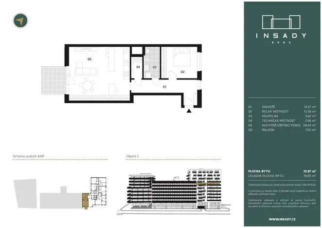 Prodej bytu 2+kk, Brno, Fuchsova, 77 m2