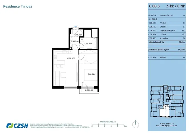 Prodej bytu 2+kk, Pardubice, Jozefa Gabčíka, 55 m2