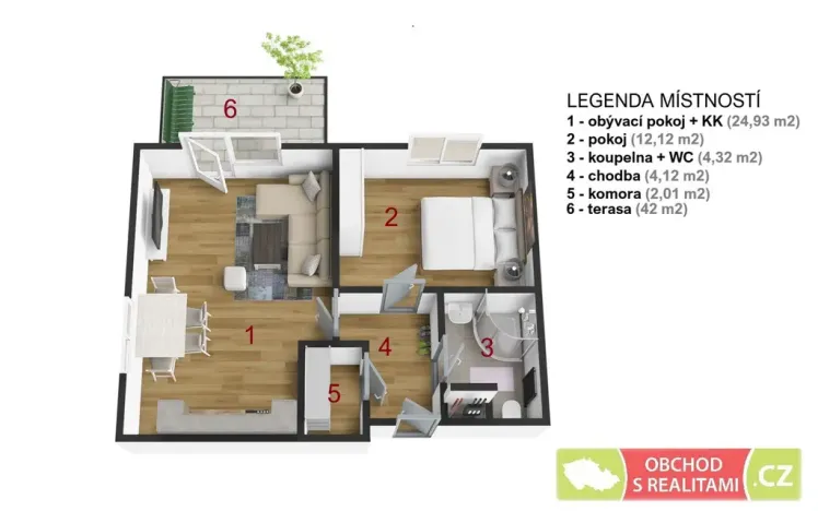Pronájem bytu 2+kk, Kostelec nad Černými lesy, 50 m2