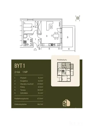 Prodej bytu 2+kk, Lenora, 47 m2