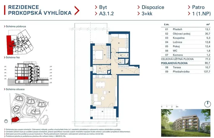 Prodej bytu 3+kk, Praha - Jinonice, Radlická, 77 m2