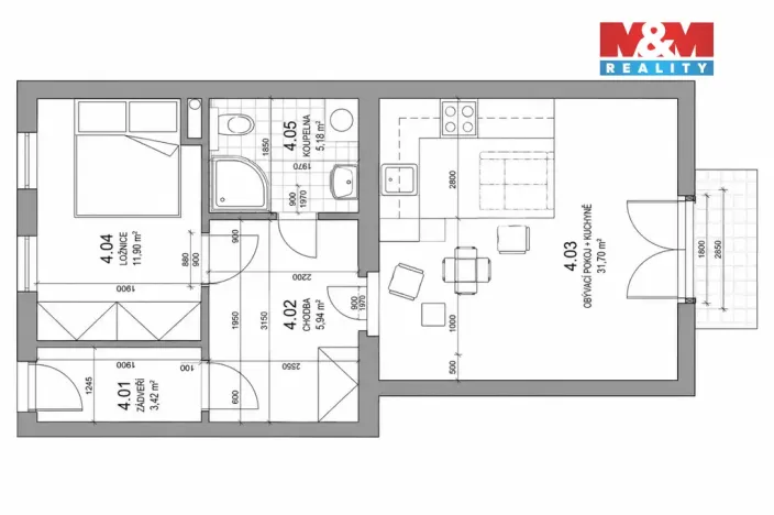 Pronájem bytu 2+kk, Znojmo, náměstí Svobody, 46 m2