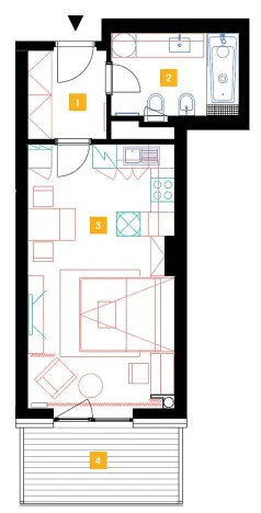 Pronájem bytu 1+kk, Praha - Stodůlky, Mukařovského, 36 m2