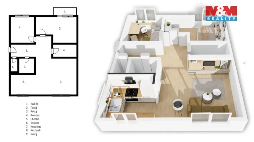 Prodej bytu 3+kk, Chrudim, U Stadionu, 72 m2