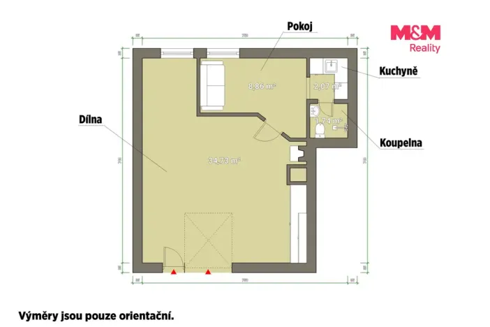 Pronájem bytu 1+kk, Rokycany - Nové Město, Dělostřelců, 46 m2