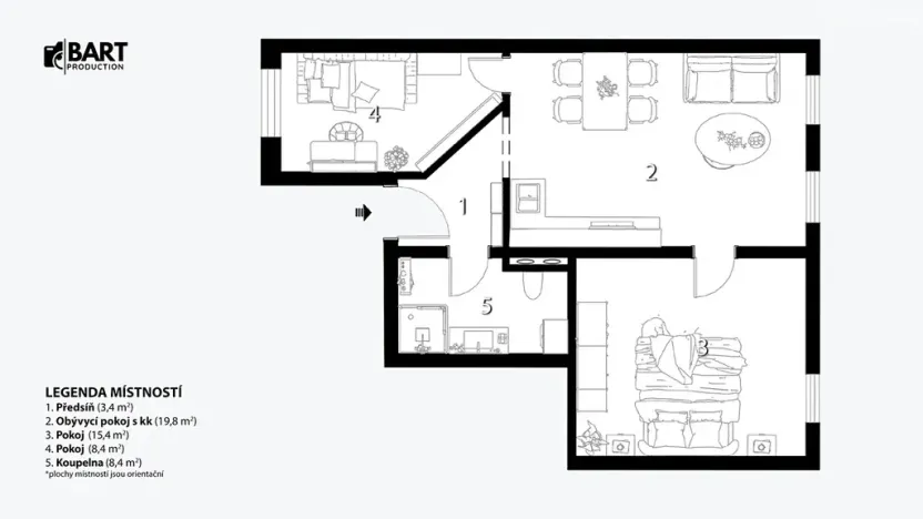 Prodej bytu 2+kk, Brno, Elgartova, 63 m2