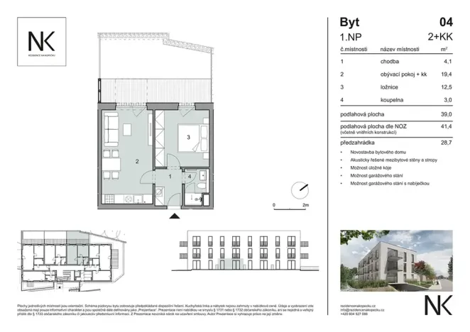 Prodej bytu 2+kk, Třeboň, Na Kopečku, 39 m2
