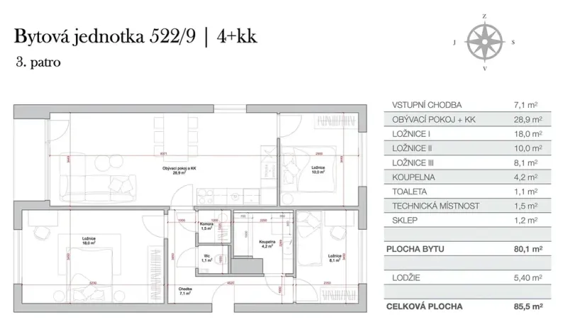 Prodej bytu 4+kk, Praha - Kamýk, Špirkova, 86 m2
