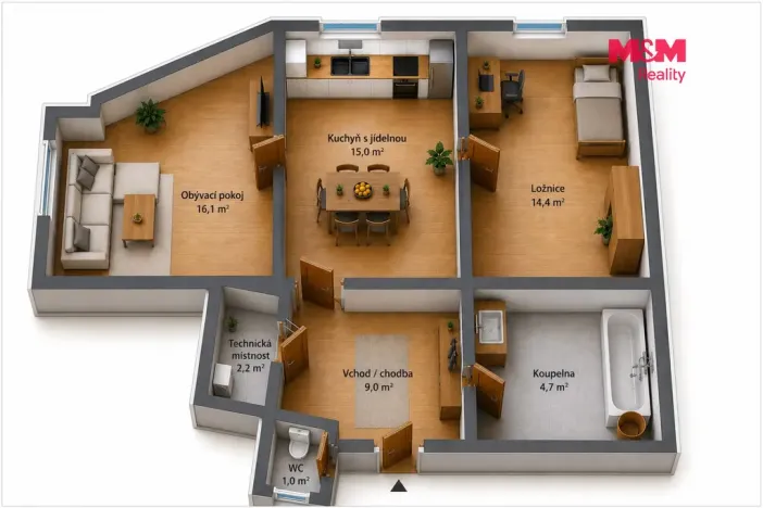 Prodej bytu 2+1, Praha - Holešovice, U Pergamenky, 63 m2