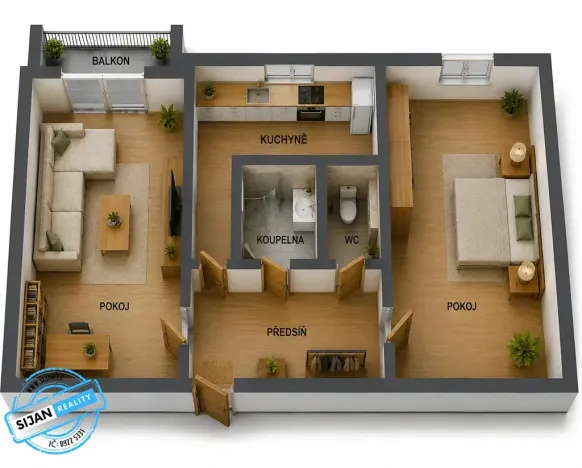 Pronájem bytu 2+1, Prostějov, sídl. Svobody, 55 m2