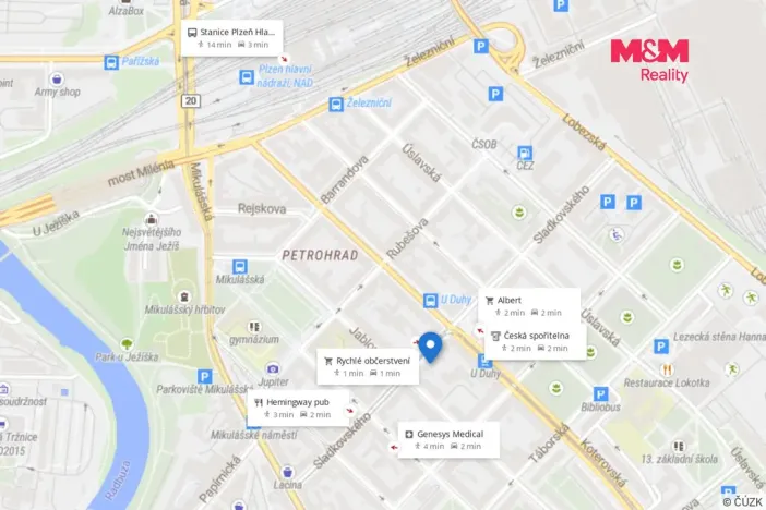Pronájem bytu 1+kk, Plzeň - Východní Předměstí, Sladkovského, 36 m2