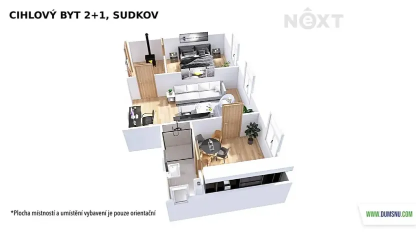 Pronájem bytu 2+1, Sudkov, 59 m2