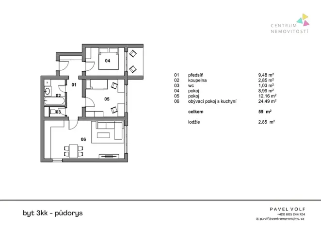 Prodej bytu 3+1, Praha - Modřany, Pertoldova, 65 m2
