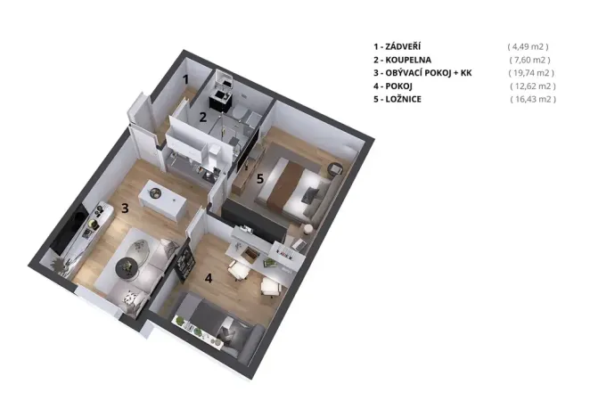 Prodej bytu 3+kk, Praha - Dolní Chabry, Kobyliská, 54 m2