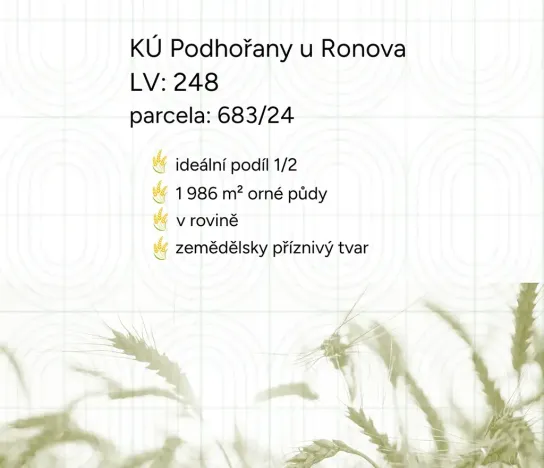 Prodej pole, Podhořany u Ronova, 1986 m2