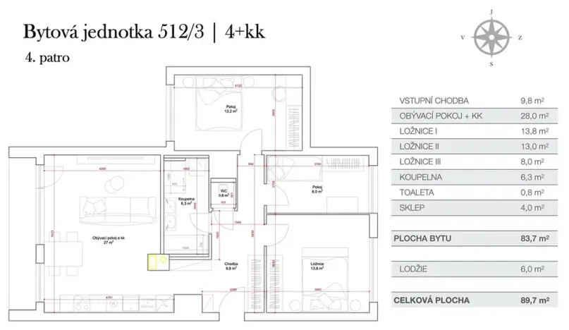 Prodej bytu 4+kk, Praha - Troja, Svídnická, 90 m2