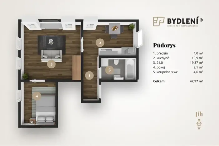 Pronájem bytu 2+1, Teplice, Havlíčkova, 59 m2