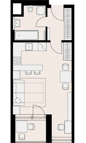 Pronájem bytu 1+kk, Praha - Hlubočepy, Vítové, 33 m2