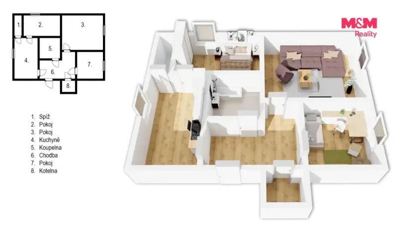 Prodej bytu 3+1, Libež, 72 m2