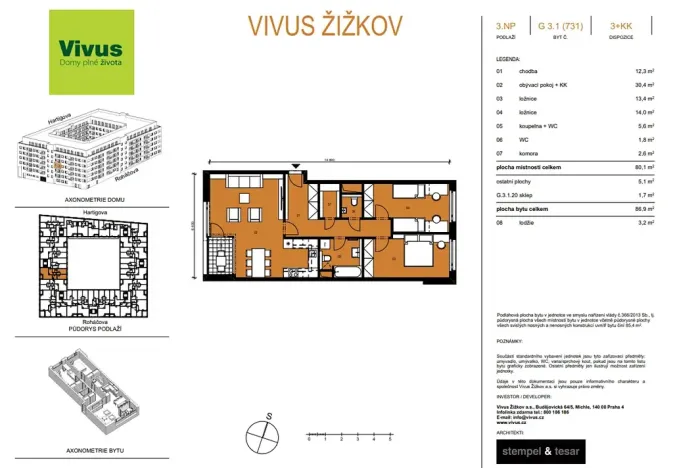 Prodej bytu 3+kk, Praha - Žižkov, Budovcova, 87 m2