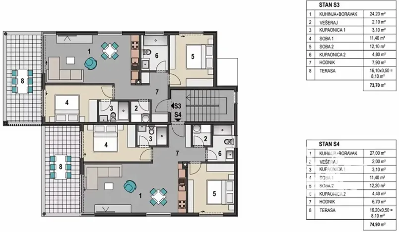 Prodej bytu 3+kk, Mandre, Chorvatsko, 70 m2
