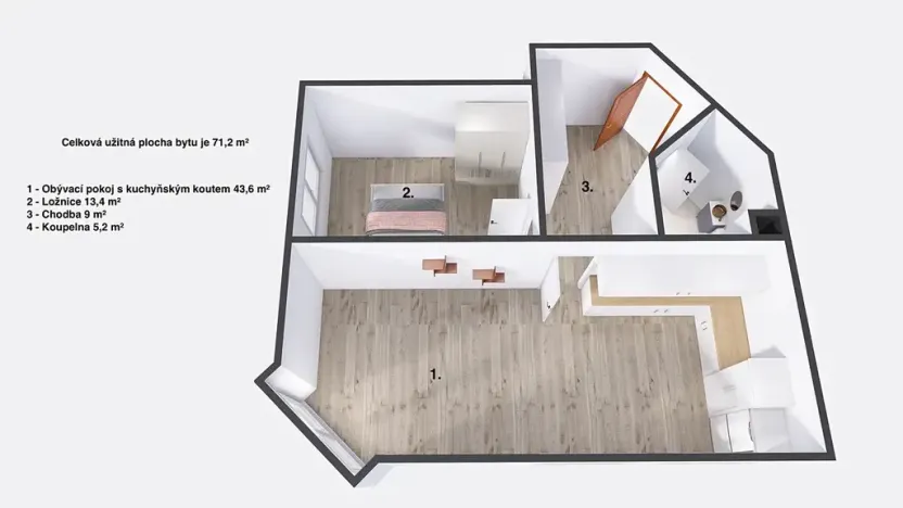 Pronájem bytu 2+kk, Jičín, Ruská, 71 m2