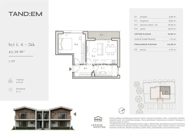 Prodej bytu 2+kk, Horoměřice, J. K. Tyla, 43 m2