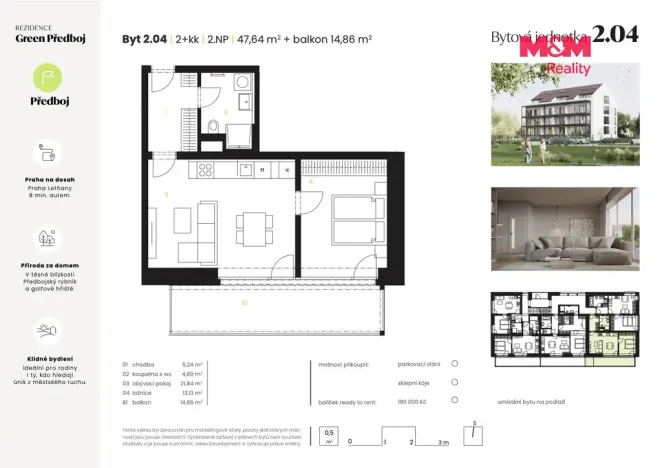 Prodej bytu 2+kk, Předboj, Ke Tvrzi, 48 m2