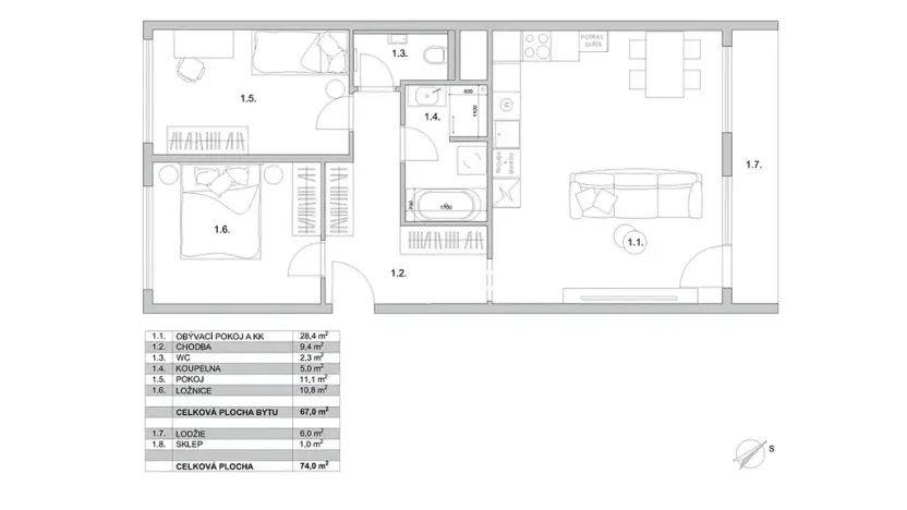 Prodej bytu 3+kk, Praha - Střížkov, Žandovská, 74 m2